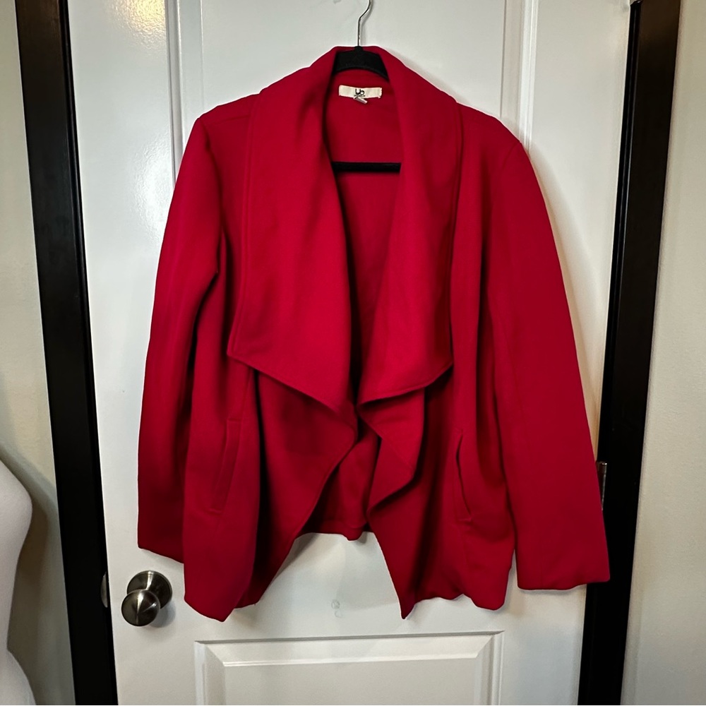 YA Los Angeles Waterfall Blazer | Draped Open-Front Power Layer | Pink | Large
